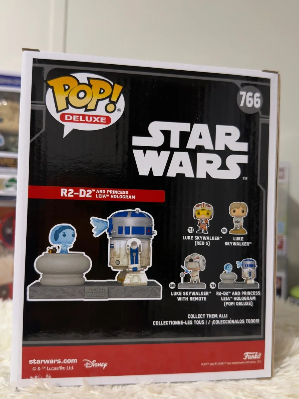 Funko Pop! Deluxe Star Wars R2-D2 and Princess Leia Hologram White and Blue #766
